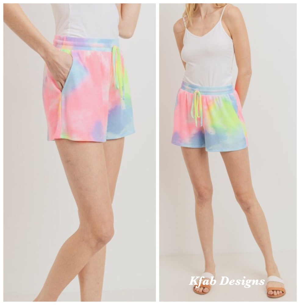 🌈LAST! Rainbow Tie Dye So Soft Shorts w/Pockets! - Picture 6 of 6
